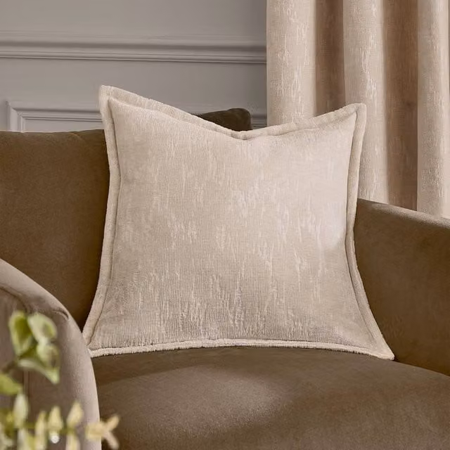 Paoletti Aurelio White Chenille Jacquard Floral Square Cushion W/D/H: 45 x 45 x 45 cm