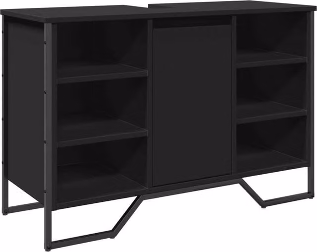 Berkfield Home Black Wall Mounted Bathroom Sink Cabinet with Internal Shelves, W: 91 cm, D: 35 cm, H: 60 cm