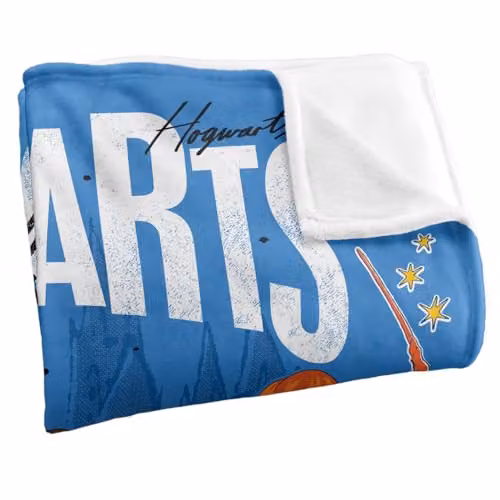 Warner Brothers Harry Potter Hogwarts is My Home Fleece Blanket, Multicolour and White, W: 152 cm, D: 127 cm – 2