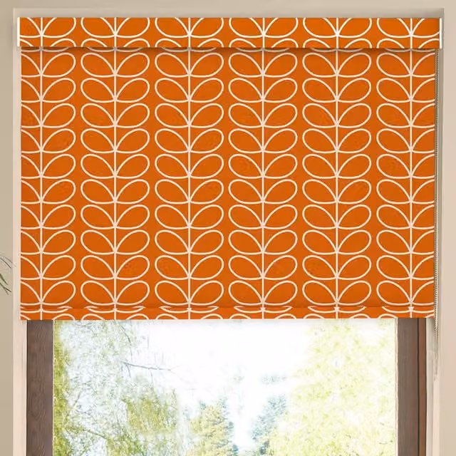 Orla Kiely Linear Stem Made to Measure Blackout Roller Blind, Persimmon Orange Floral Pattern