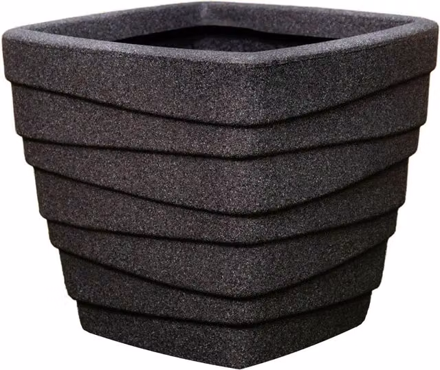 Samuel Alexander Modern Square Plastic Tabletop Plant Pot, Grey, H 33.5 x W 31.0 x D 31.0 cm