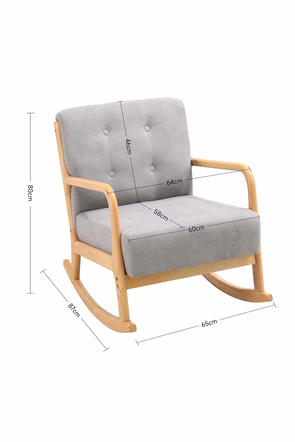 H&O Direct Modern Linen Upholstered Rocking Chair with Armrests in Beige or Grey – 2