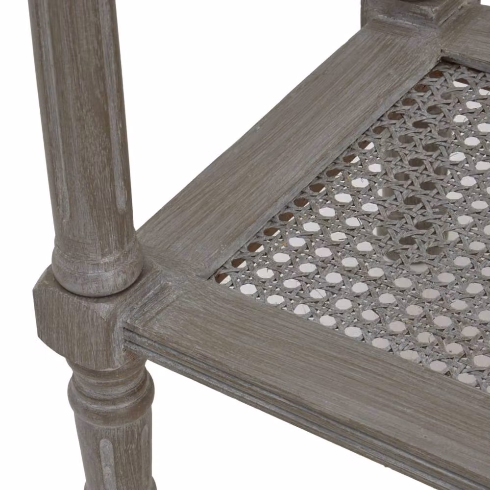 Wyld Haus Laurelbrook Grey Console Table with Woven Rattan and Wood Shelf – 3