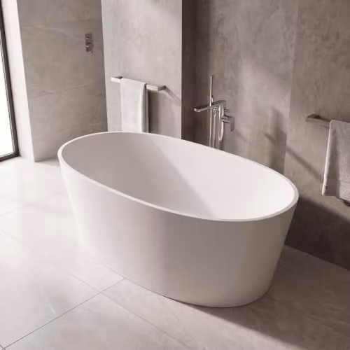 Balterley Kingswinford Luxury Contemporary Freestanding Oval Double Ended Bath Tub, White, W: 1510 mm, D: 760 mm – 5