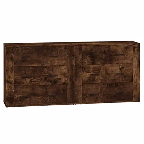 vidaXL Set of 2 Sideboards in Smoked Oak Brown Engineered Wood
