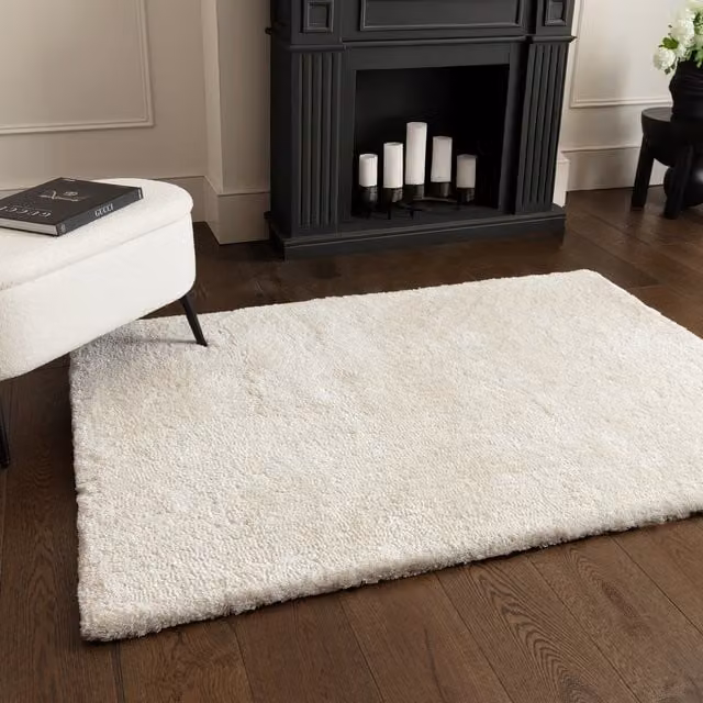 Asiatic Carpets Opulence Ivory Luxury Soft Shaggy Rug, White, W: 120 cm, L: 170 cm
