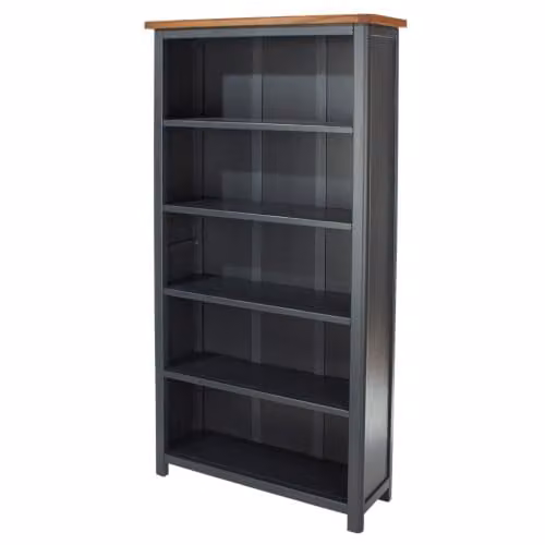 Core Products Dunkeld Tall Bookcase in Midnight Blue and Oak with Adjustable Shelves, H 180 x W 90 x D 30 cm – 3