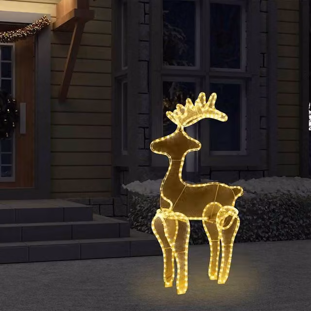 Berkfield Home Multicolour Reindeer Christmas Decoration with 306 LEDs, W/D/H: 60 x 24 x 89 cm – 1