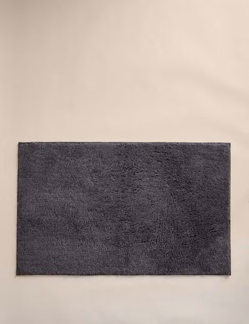 M&S Charcoal Grey Pure Cotton Tufted Non-Slip Bath Mat