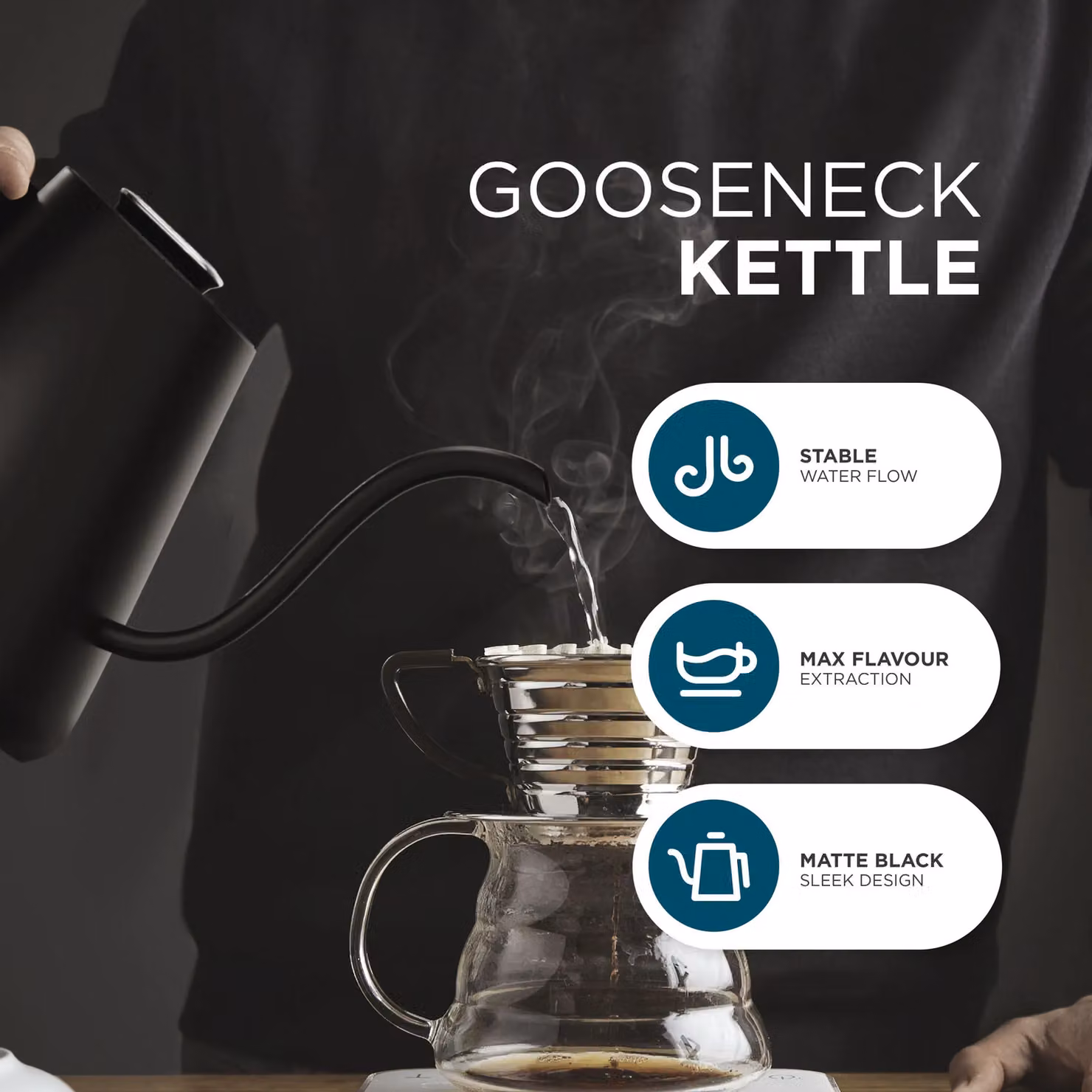 DMD Collective Electric Gooseneck Kettle with LCD Display and Temperature Control, 1.0 l, Black – 3