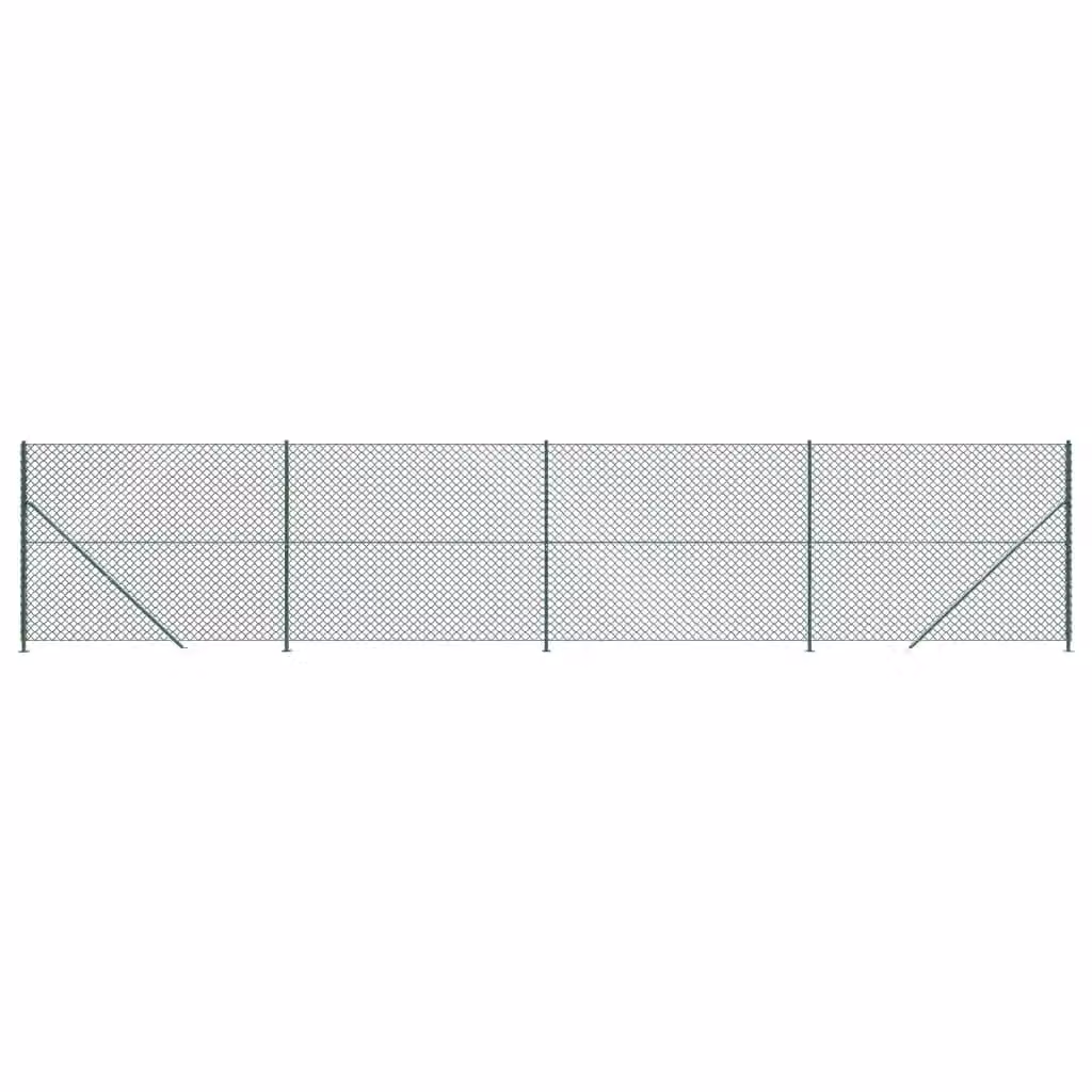 Berkfield Home Green PVC-Coated Steel Chain Link Fence with Flange, H: 140 cm x W: 10 m – 2