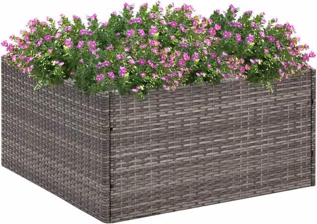 Berkfield Home Grey Poly Rattan Garden Planter Tub W/D/H: 80 x 80 x 40 cm – 1