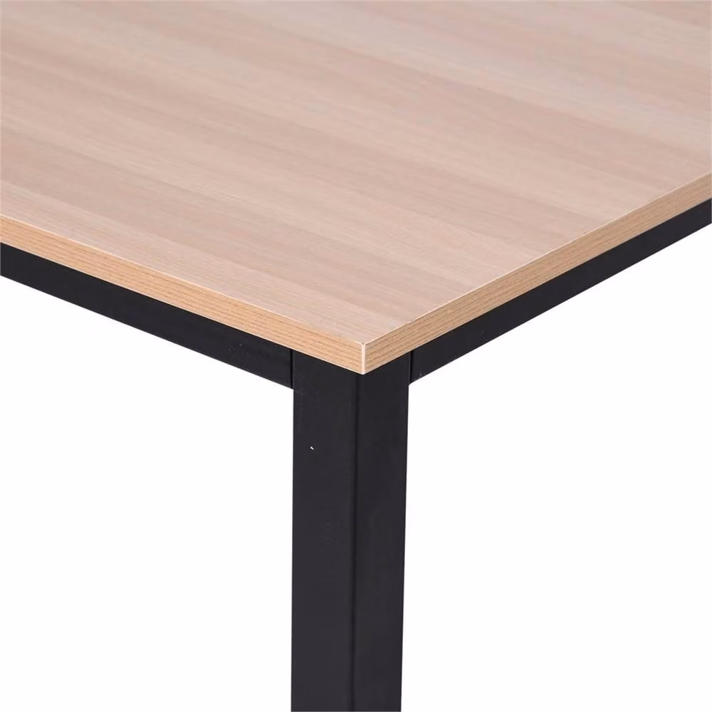 PAWNORA Computer Desk with Light Oak Top and Black Metal Frame – 3