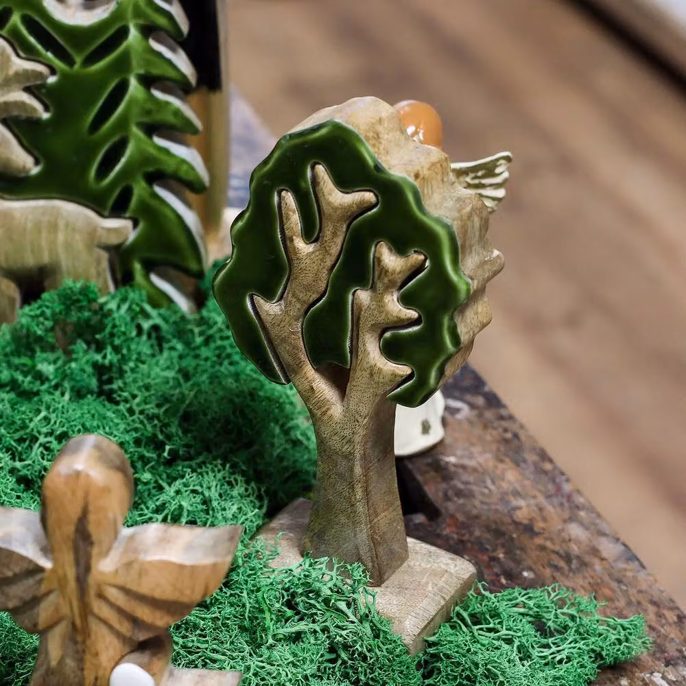 Serenityy Lost in the Forest Single 3D Mango Wood Tree Decoration, Green, W/D/H: 20 x 20 x 10 cm – 2