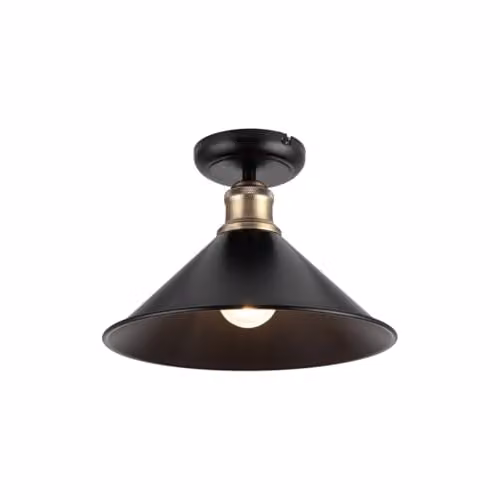 Cosylyte Bowley Industrial Metal Square Ceiling Flush Light, Black, W/D/H: 26 x 26 x 18 cm, E27 – 1
