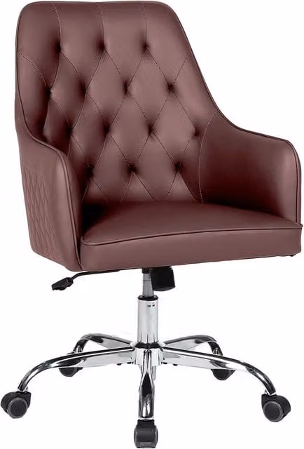 Furniture One Modern PVC Leather Swivel Task Chair in Brown