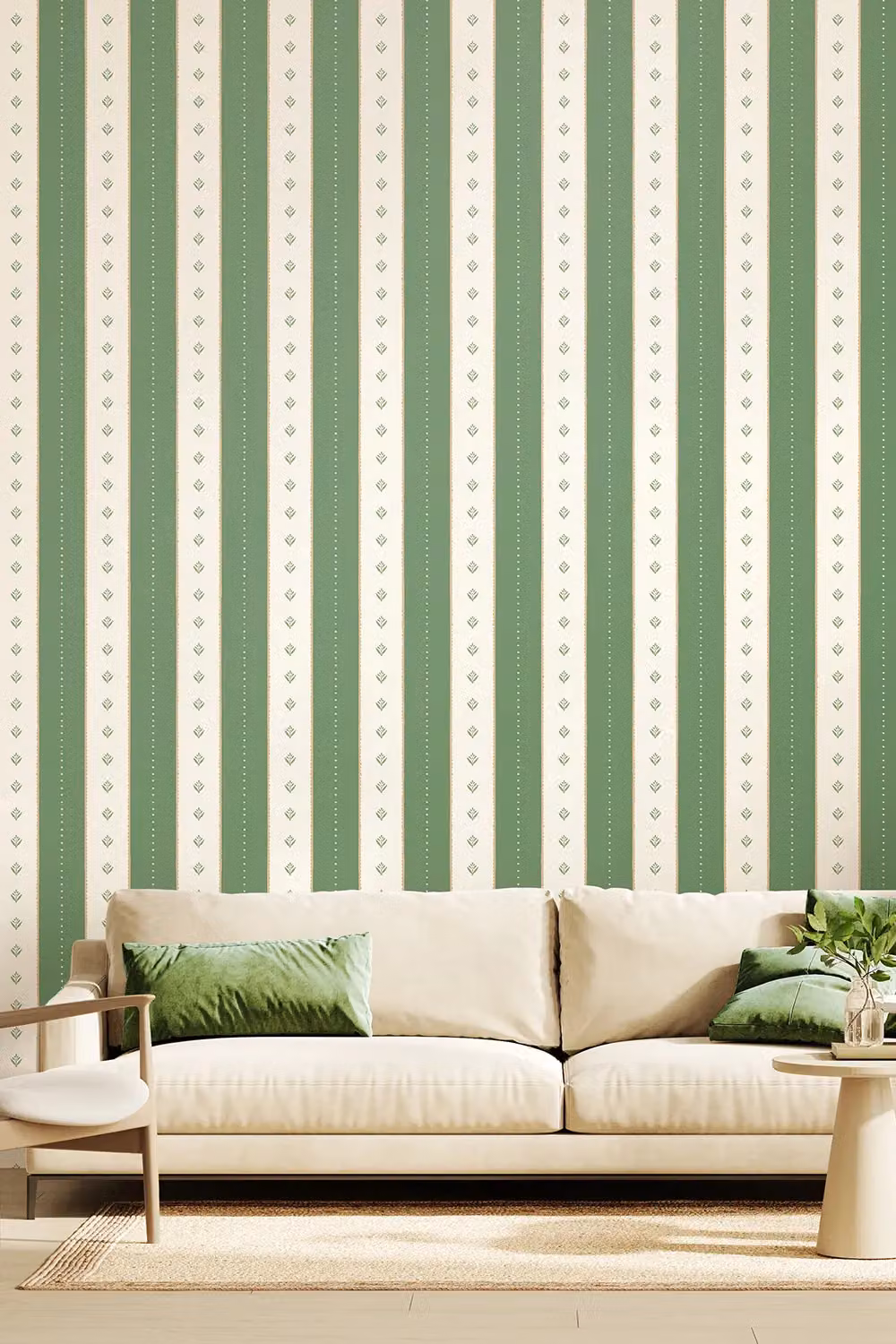 Hoopla Walls Decorative Stripe Forest Green Botanical Striped Wallpaper, 10m Roll – 2