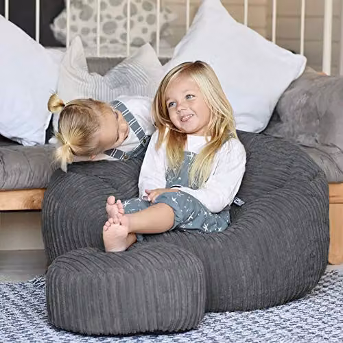 rucomfy Classic Kids Bean Bag Chair in Grey Corduroy with Removable Cover – 2