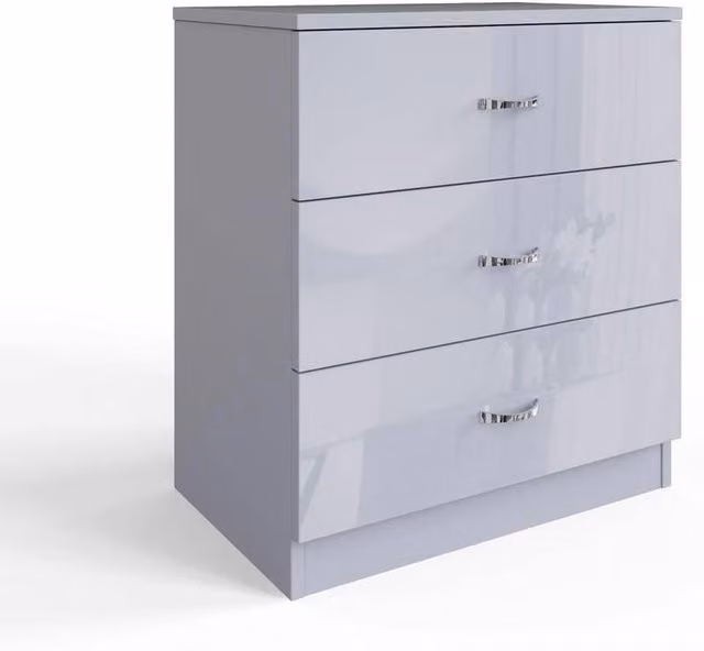 Kelvenix Modern Grey Glossy Bedroom Chest of Drawers