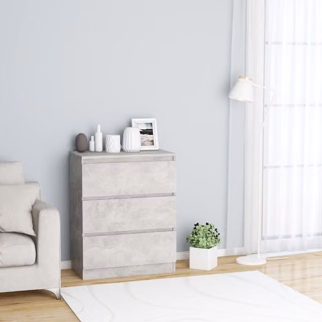 Berkfield Home Sideboard in Concrete Grey, W/D/H: 60 x 35 x 76 cm