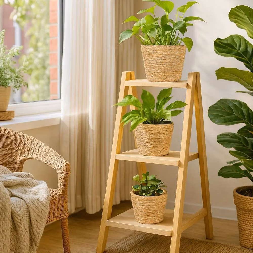 SPETLEK Set of 3 Seagrass Plant Pot Baskets in Natural Beige and Sand – 2