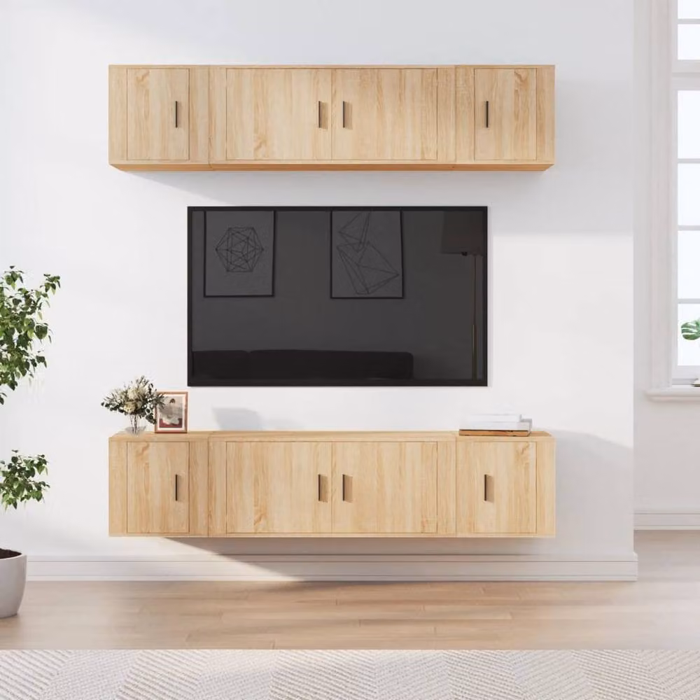 Berkfield Home Classic 6 Piece TV Cabinet Set in Sonoma Oak and Beige – 2