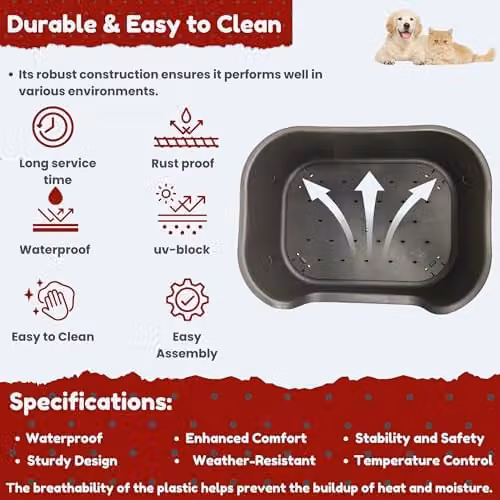 Samuel ALEXANDER Black Plastic Raised Pet Basket with Legs, W: 77 cm, D: 58 cm, H: 25 cm – 7