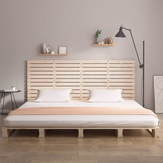 Berkfield Home Solid Wood Pine Wall Headboard in Beige, W: 206 cm, D: 3 cm, H: 91.5 cm – 1