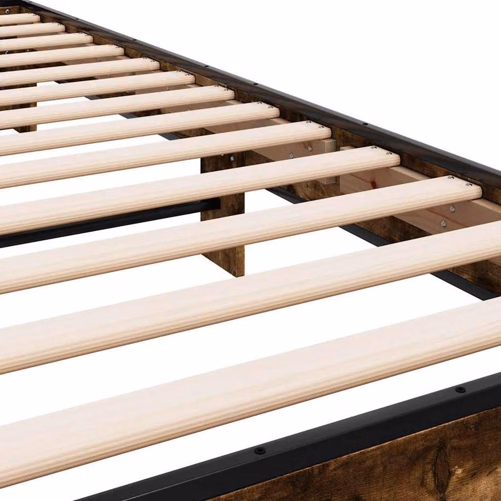 Berkfield Home Durable Industrial Bed Frame in Smoked Oak and Brown, W/D/H: 90 x 200 cm – 5