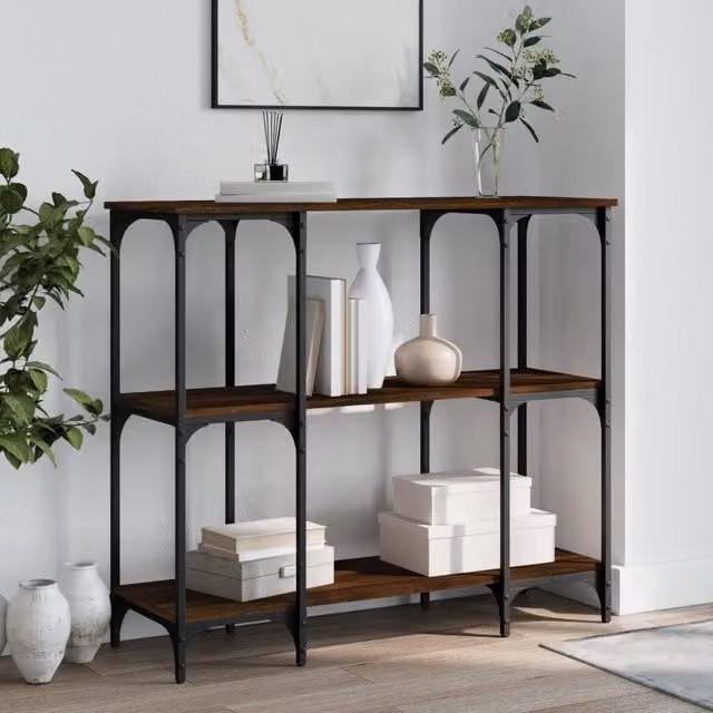 Berkfield Home Console Table in Brown Oak, W/D/H: 102 x 35 x 90 cm