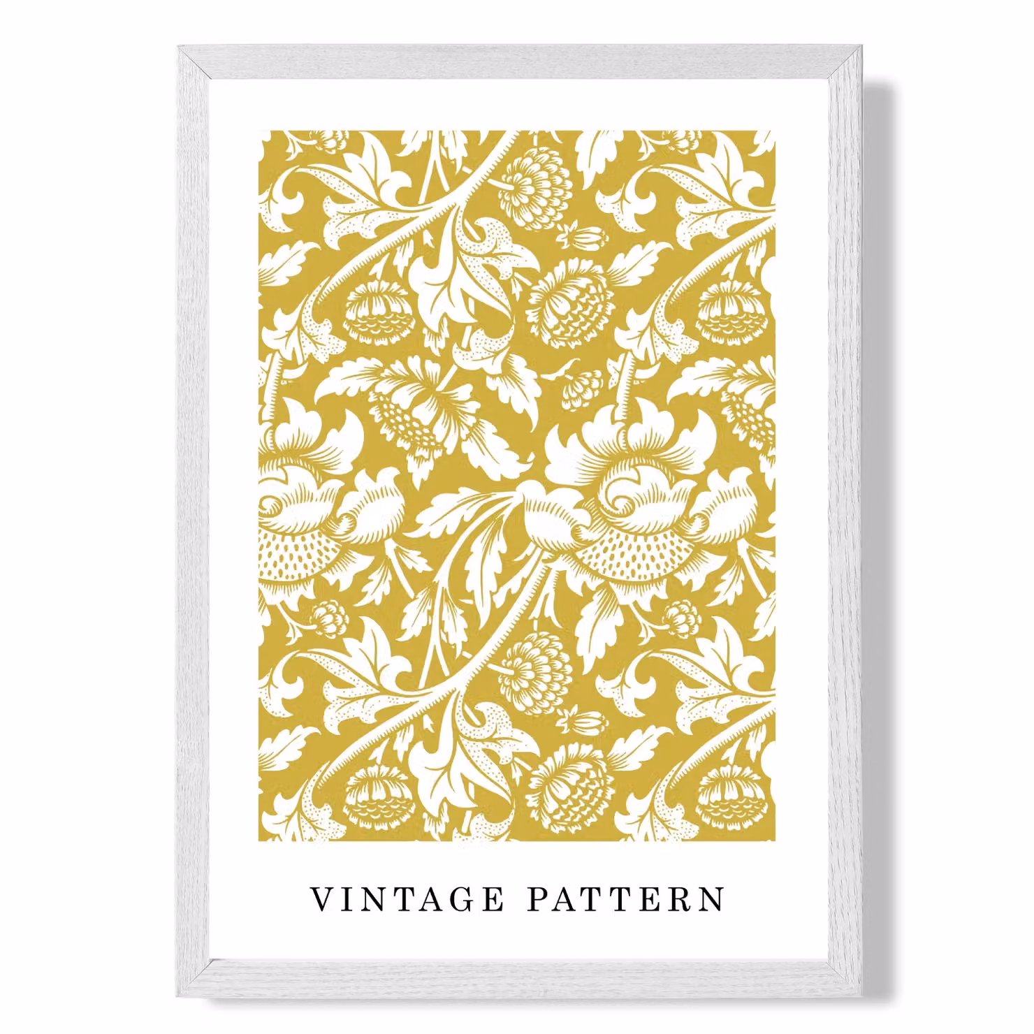 ARTZE William Morris Yellow Floral Art Print with White Frame, A3 Size – 2