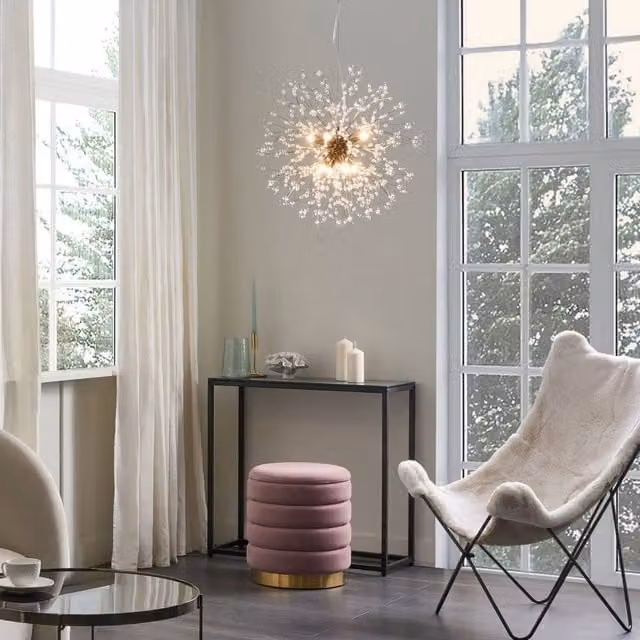 Wyld and Coco Crystaal 8-Light Crystal Bead Pendant Lamp with Gold Base – 1