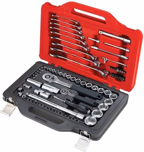 Facom RSL.151-EPW82PB 82-Piece 1/4in and 1/2in Drive Metric Socket Set in Red