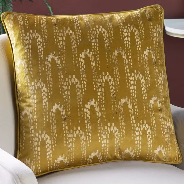 Wisteria Gold Velvet Square Cushion W/D/H: 50 x 50 x 50 cm