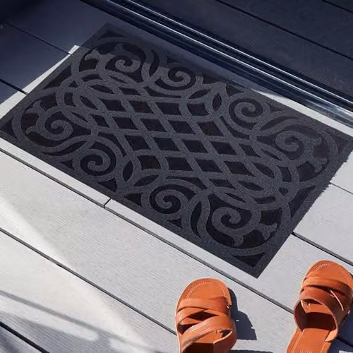 Nicoman Victorian Style Non-Slip Rubber Indoor Door Mat, Grey, W: 90 cm, D: 60 cm – 6