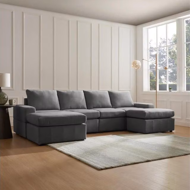 Brooke 4-Seater Reversible Fabric Sofa Bed with Sleeping Function in Grey