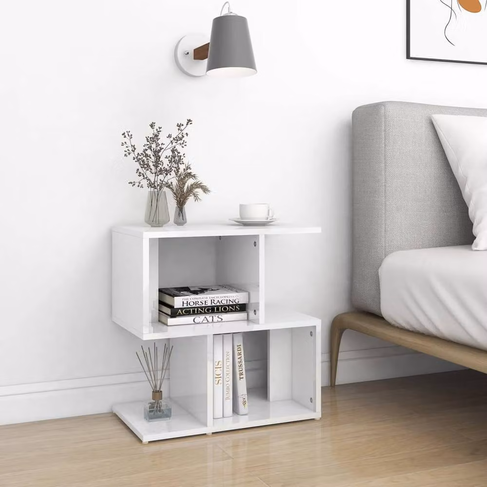 Berkfield Home Set of 2 High Gloss White Bedside Cabinets, W/D/H: 50 x 30 x 51.5 cm – 2
