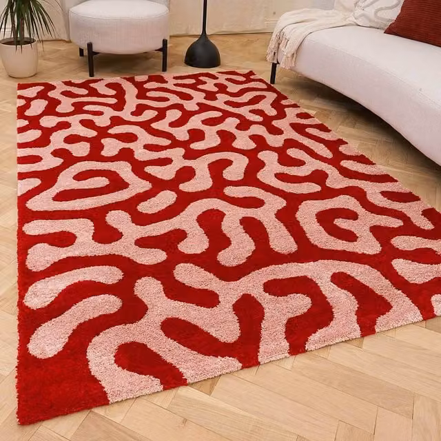 THE RUGS Joli Abstract Pattern Soft and Dense Pile Rug in Pink, W: 160 cm, L: 230 cm – 1