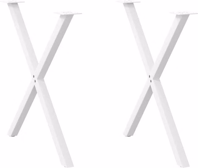 Berkfield Home X-Shaped Dining Table Legs in White Steel, Height: 70-73 cm (Set of 2)