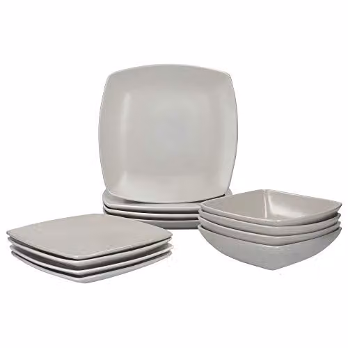 Creative Tops 12 Piece Grey and Black Stoneware Dinner Service for 4 Adults – 1