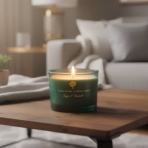Nicola Spring Sage & Seasalt Scented Soy Wax Candles, Pack of 3, 350g Green Glass Jars – 2