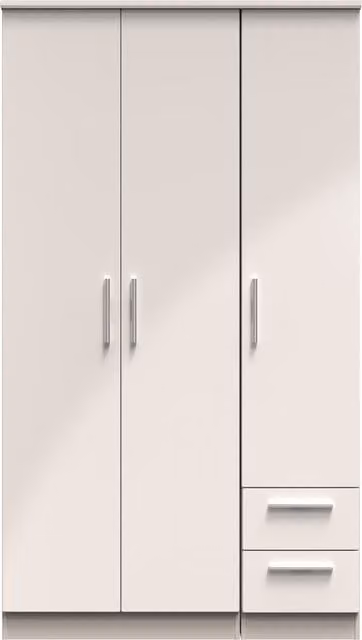2 U Windsor Ready Assembled Tall Triple Wardrobe with Drawer in Taupe