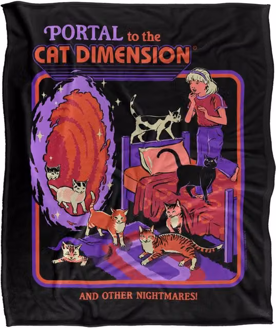 Steven Rhodes Multicolour Cat Dimension Silky Touch Super Soft Fleece Throw Blanket W/D/H: 91 x 147 cm