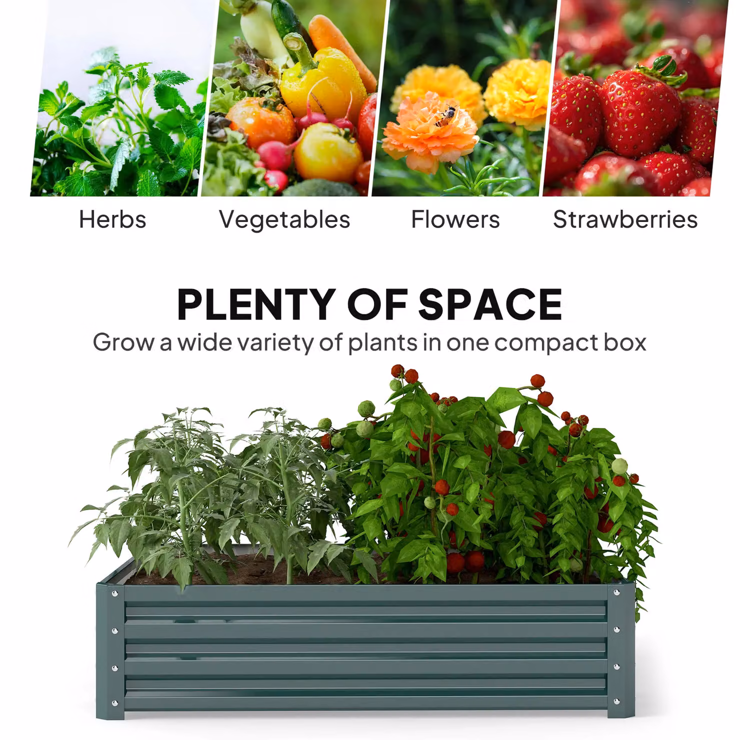 Outsunny Metal Raised Garden Bed for Vegetables and Flowers, Green, W/D/H: 120 x 120 x 30 cm – 3