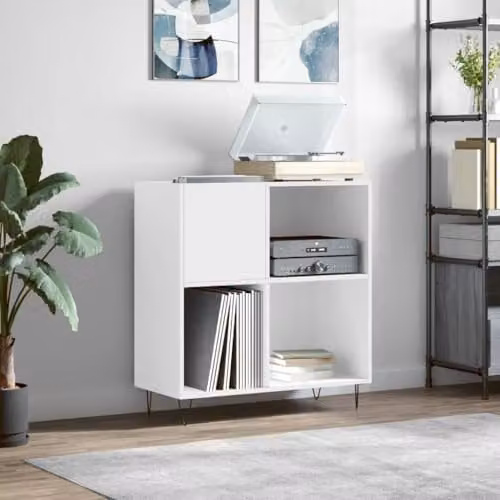 vidaXL Classic Record Cabinet in White, W/D/H: 84.5 x 38 x 89 cm – 2