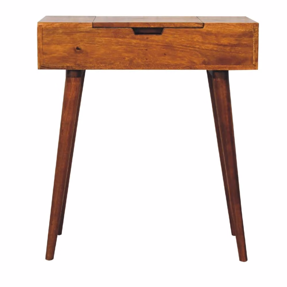 Wyld Haus Olbia Mango Wood Dressing Table with Tri-Fold Mirror in Brown, W/D/H: 78 x 35 x 70 cm – 2