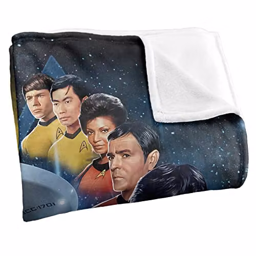 Trevco Star Trek Among The Stars Silky Touch Super Soft Fleece Throw Blanket, White, W: 152 cm, D: 127 cm – 2