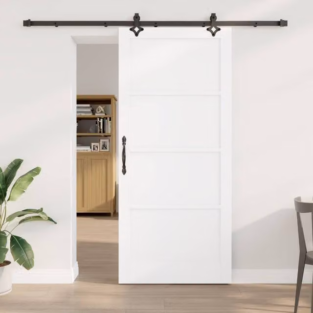 Berkfield Home Orkdal White Lacquered Solid Wood Pine Sliding Door with Hardware Set – 1
