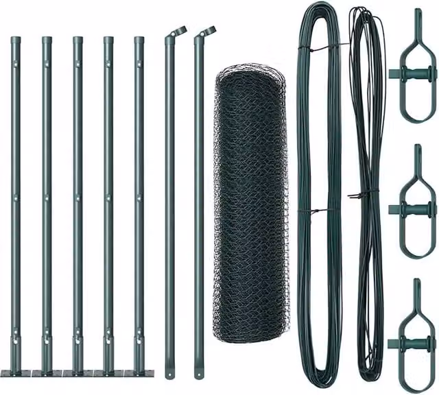 Berkfield Home Green PVC Coated Steel Hexagon Fence, H: 0.4 m x L: 10 m – 1