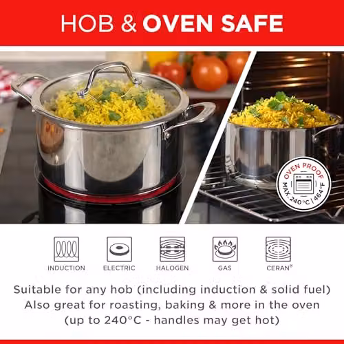 Kuhn Rikon Silver Stainless Steel Casserole Pot with Glass Lid, 2.3 l – 5